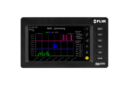 FLIR R6 CDU showing GNSS jamming and spoofing monitoring